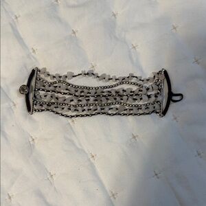 Brown and White Beaded Bracelet